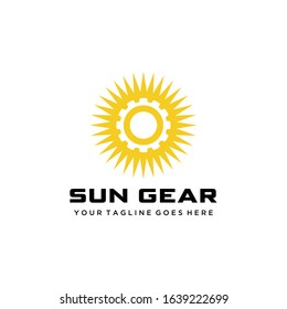 Illustration Creative morning Modern Sun with gear logo design template