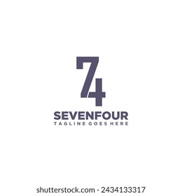 Illustration creative number 74 logo design concept vector