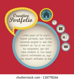 Illustration of  creative portfolio. Portfolio with icons. Vector illustration