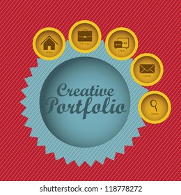 Illustration of  creative portfolio. Portfolio with icons. Vector illustration