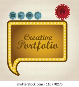 Illustration of  creative portfolio. Portfolio with icons. Vector illustration