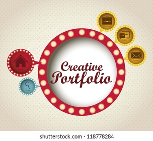 Illustration of  creative portfolio. Portfolio with icons. Vector illustration