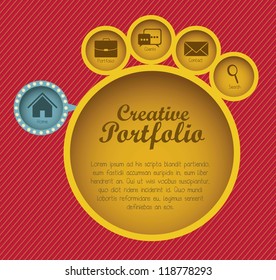 Illustration of  creative portfolio. Portfolio with icons. Vector illustration