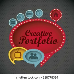 Illustration of  creative portfolio. Portfolio with icons. Vector illustration