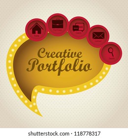 Illustration of  creative portfolio. Portfolio with icons. Vector illustration