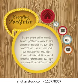 Illustration of  creative portfolio. Portfolio with icons. Vector illustration