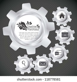 Illustration of  creative portfolio. Portfolio with icons. Vector illustration