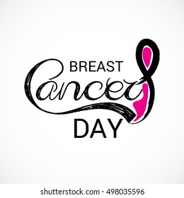 illustration of a Creative poster or banner of Breast Cancer Awareness month with pink ribbon and stylish text.
