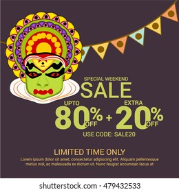 illustration of a Creative Sale Poster design for South Indian Festival celebration.