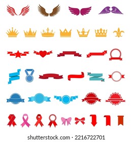 Illustration creative set of varied banners and emblems on white background