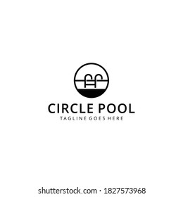 Illustration creative sport swimming pool on circle sign logo design template