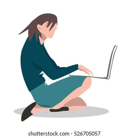 Illustration of creative thinking. Woman in co-working space. Flat vector illustration.