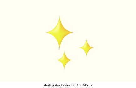 illustration creative three star yellow 3d vector icon symbols isolated on background.3d design cartoon style. 