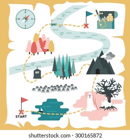 Illustration of creative treasure map flat design
