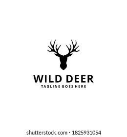 Illustration Creative vintage deer logo template silhouette Vector 
