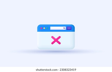 illustration creative web page decline x cross sign 3d icon vector symbols isolated on background.3d design cartoon style. 