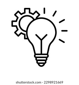 illustration of creativity and innovation, lightbulb with cogwheel icon vector