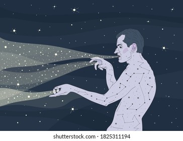 Illustration. Creator of the starry sky. Night dreams