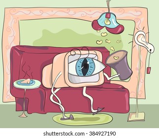 Illustration of creature on the sofa