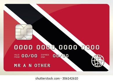 An Illustration of a Credit Card with the Card being the flag of  Trinidad and Tobago