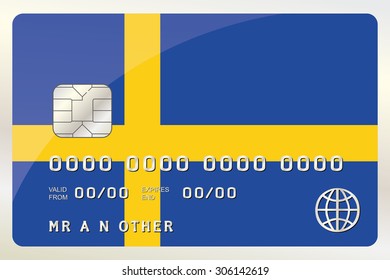 An Illustration of a Credit Card with the Card being the flag of  Sweden