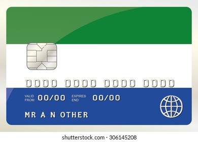 An Illustration of a Credit Card with the Card being the flag of  Sierra Leone