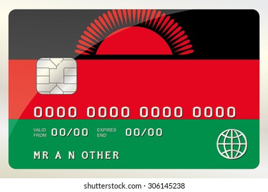 An Illustration of a Credit Card with the Card being the flag of  Malawi