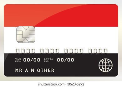 An Illustration of a Credit Card with the Card being the flag of  Yemen
