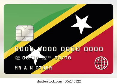 An Illustration of a Credit Card with the Card being the flag of  Saint Kitts and Nevis