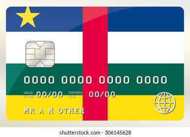 An Illustration of a Credit Card with the Card being the flag of  Central African Republic