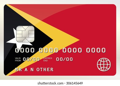 An Illustration of a Credit Card with the Card being the flag of  East Timor