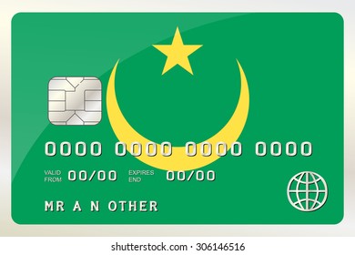 An Illustration of a Credit Card with the Card being the flag of  Mauritania