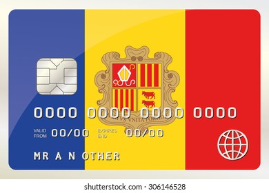 An Illustration of a Credit Card with the Card being the flag of  Andorra