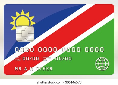 An Illustration of a Credit Card with the Card being the flag of  Namibia