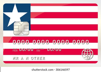 An Illustration of a Credit Card with the Card being the flag of  Liberia