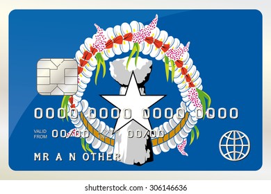 An Illustration of a Credit Card with the Card being the flag of  Marianas