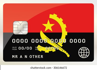 An Illustration of a Credit Card with the Card being the flag of  Angola