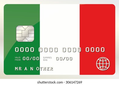 An Illustration of a Credit Card with the Card being the flag of  Italy