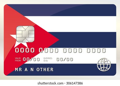 An Illustration of a Credit Card with the Card being the flag of  Cuba