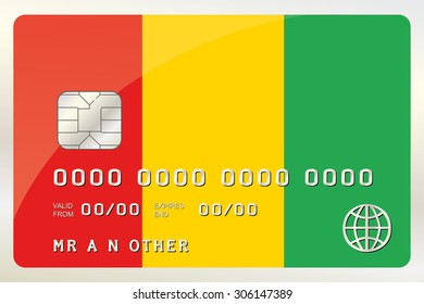 An Illustration of a Credit Card with the Card being the flag of  Guinea