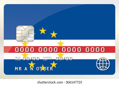 An Illustration of a Credit Card with the Card being the flag of  Cape Verde