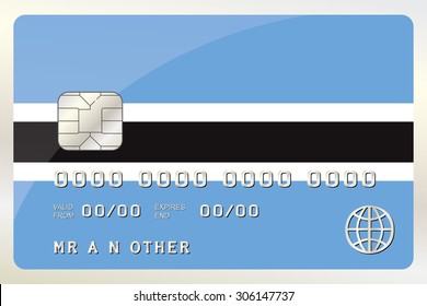 An Illustration of a Credit Card with the Card being the flag of  Botswana
