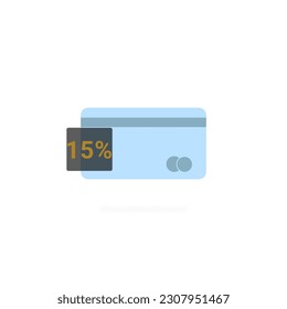 Illustration of a credit card or debit card 5% 10%15% 20% 25% 30% 35% 40% 45% 50% in a series that looks similar