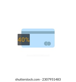 Illustration of a credit card or debit card 5% 10%15% 20% 25% 30% 35% 40% 45% 50% in a series that looks similar