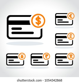 Illustration of credit card icons on white background