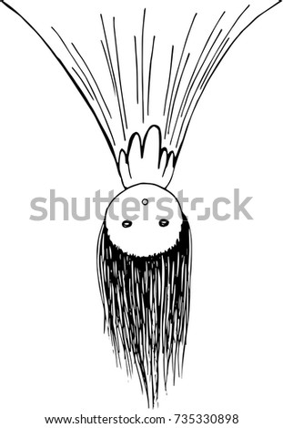 Illustration of creepy upside-down girl