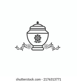 illustration of cremation urns, funeral, vector art.