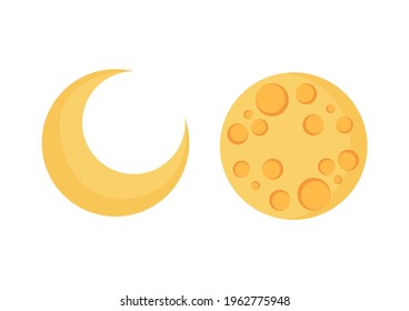 illustration of the crescent moon and full moon emitting a beautiful and bright light