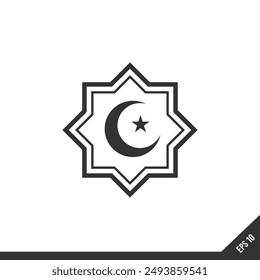 illustration of a crescent moon and star. Islamic symbol. Islamic icons can be used for the month of Ramadan, Eid and Eid Al-Adha. for logo, website and poster designs. vector