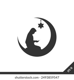 illustration of a crescent moon and star. Islamic symbol. Islamic icons can be used for the month of Ramadan, Eid and Eid Al-Adha. for logo, website and poster designs. vector